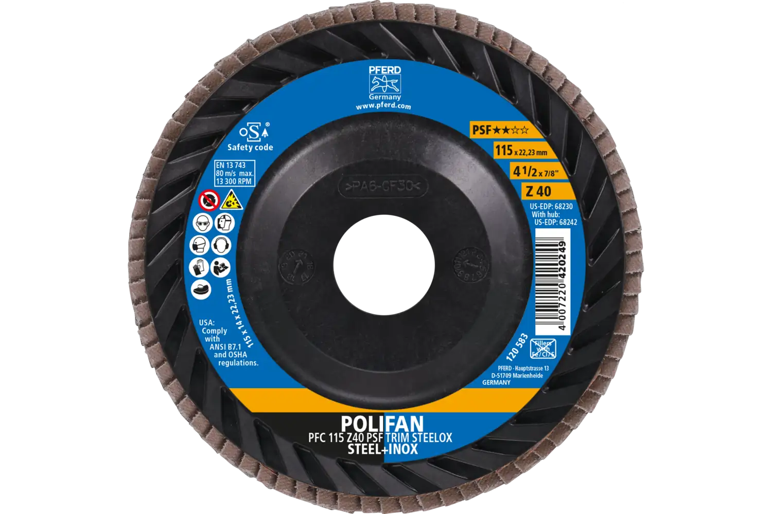 Disc lamelar frontal (POLIFAN) PFC 115 Z 40 PSF TRIM STEELOX 2