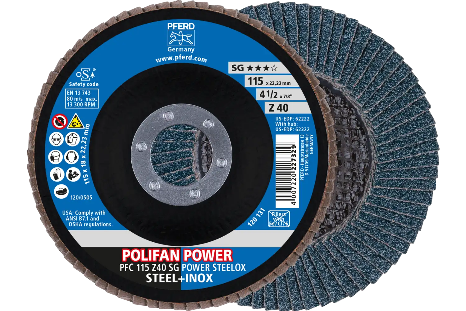 Disc lamelar frontal (POLIFAN) PFC 115 Z 40 SG POWER STEELOX
