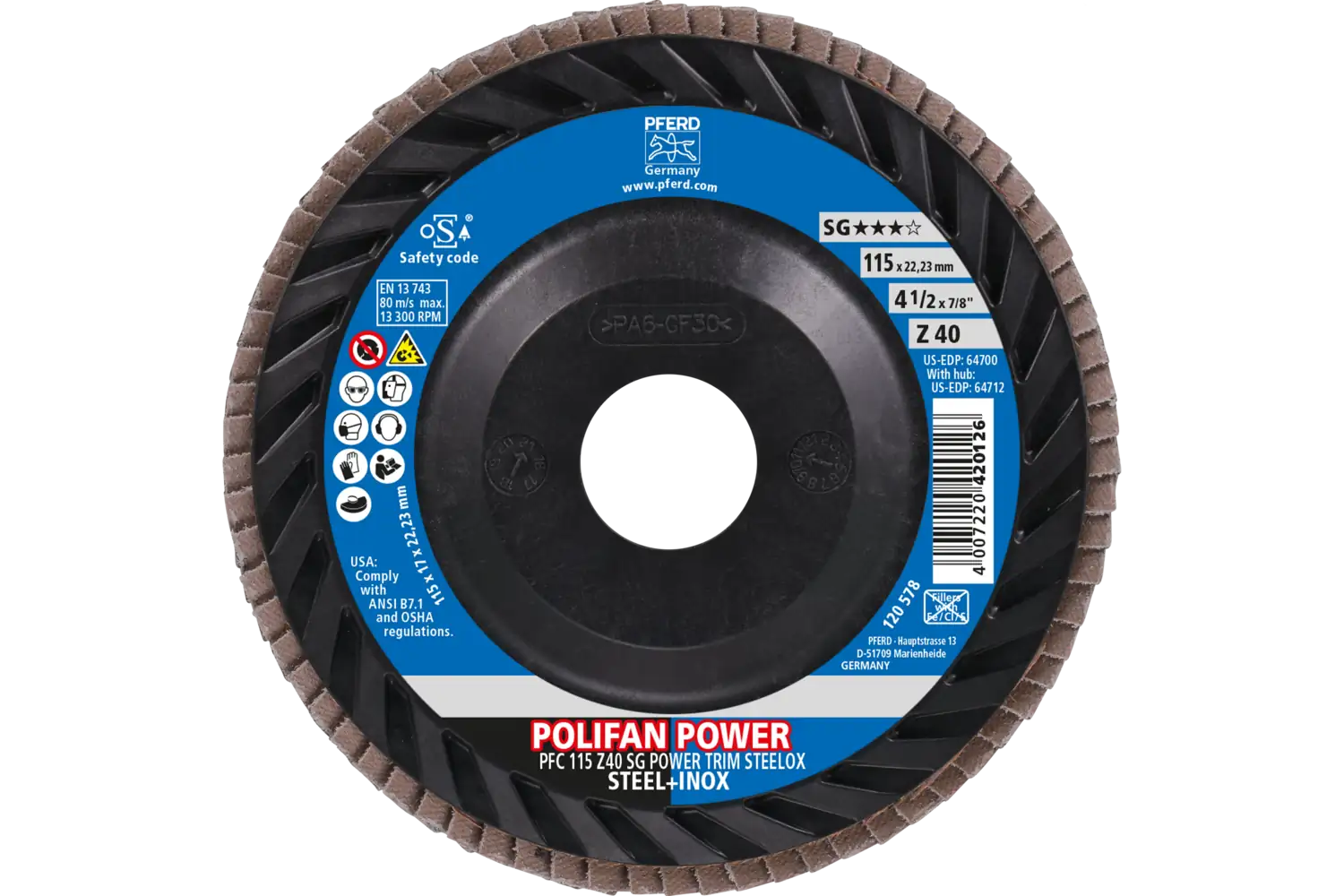Disc lamelar frontal (POLIFAN) PFC 115 Z 40 SG POWER TRIM STEELOX 2
