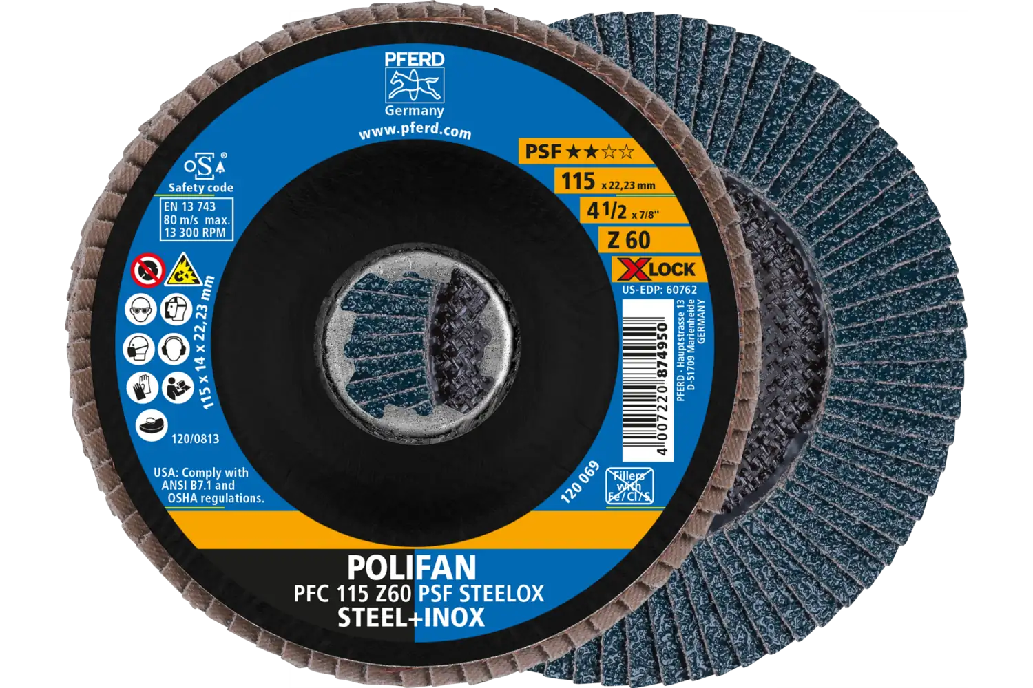 Disc lamelar frontal (POLIFAN) PFC 115 Z 60 PSF STEELOX/X-LOCK