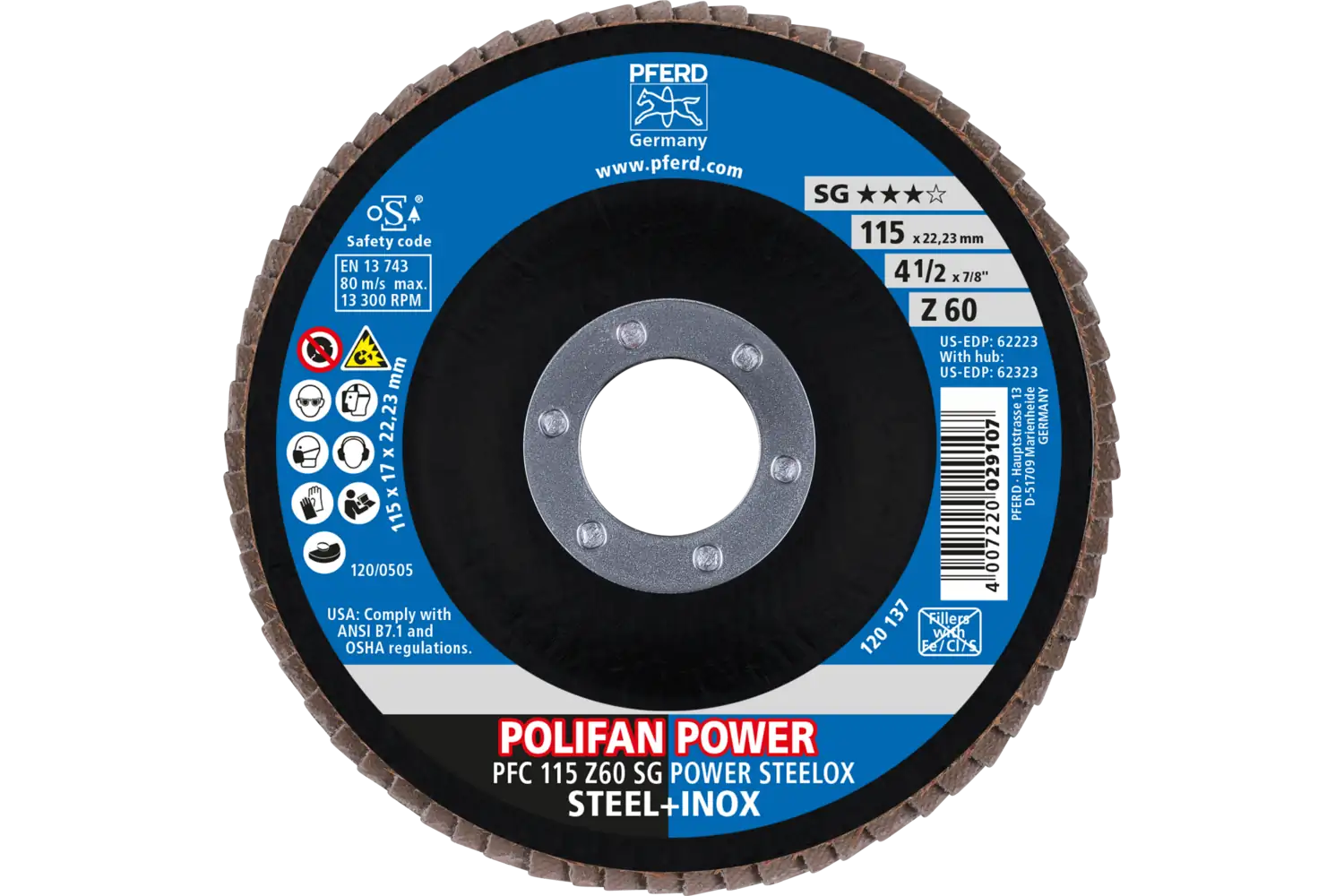 Disc lamelar frontal (POLIFAN) PFC 115 Z 60 SG POWER STEELOX