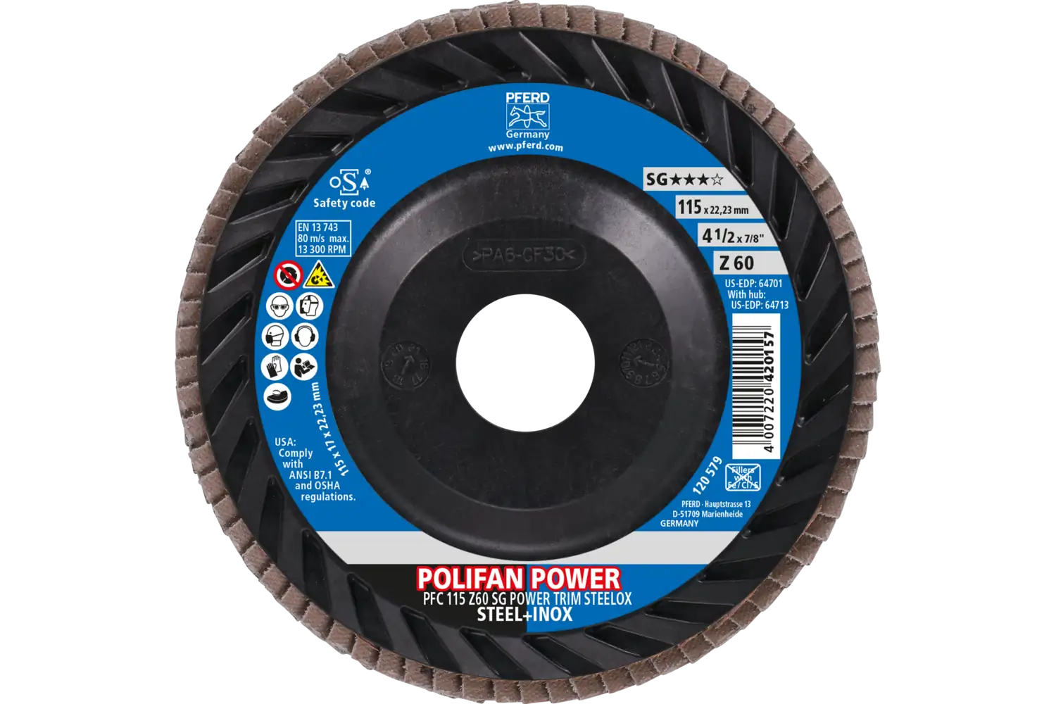 Disc lamelar frontal (POLIFAN) PFC 115 Z 60 SG POWER TRIM STEELOX