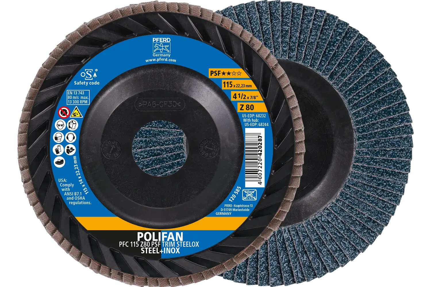 Disc lamelar frontal (POLIFAN) PFC 115 Z 80 PSF TRIM STEELOX