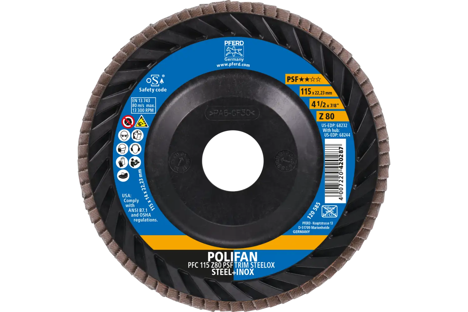 Disc lamelar frontal (POLIFAN) PFC 115 Z 80 PSF TRIM STEELOX