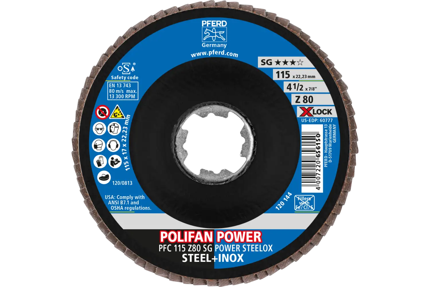 Disc lamelar frontal (POLIFAN) PFC 115 Z 80 SG POWER STEELOX/X-LOCK