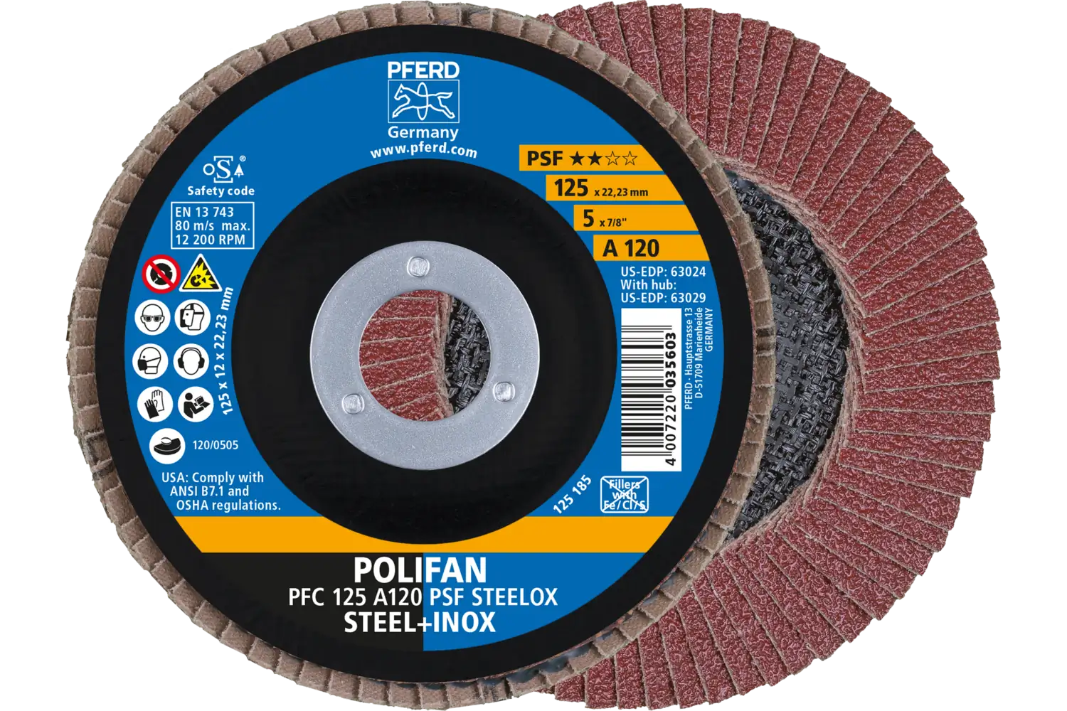 Disc lamelar frontal (POLIFAN) PFC 125 A 120 PSF STEELOX