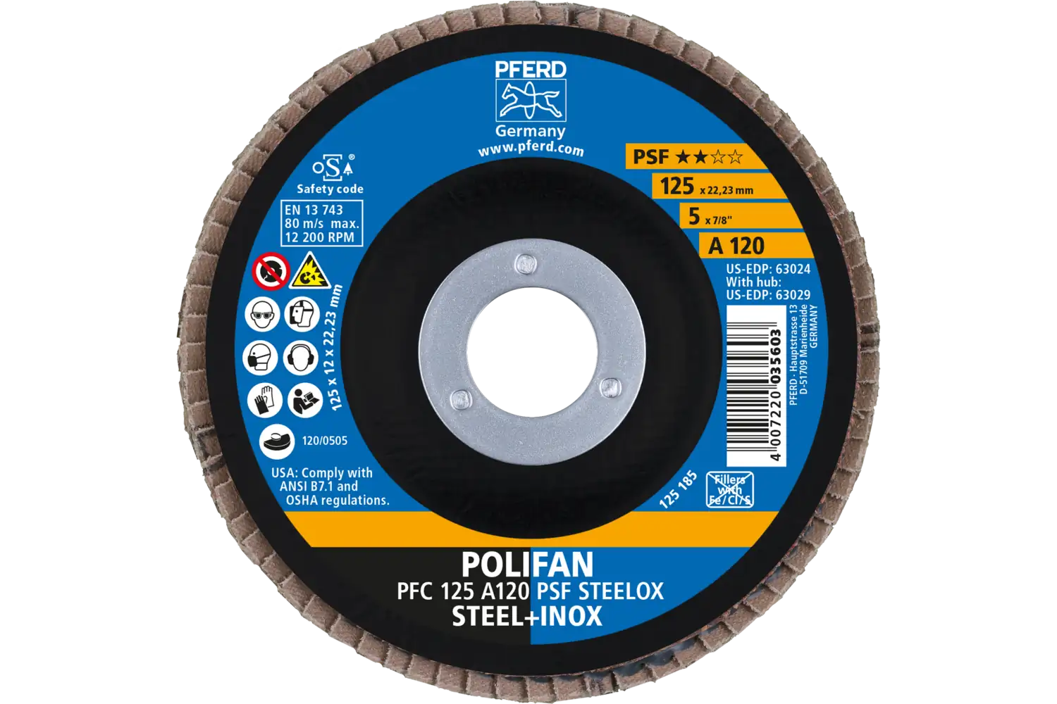 Disc lamelar frontal (POLIFAN) PFC 125 A 120 PSF STEELOX