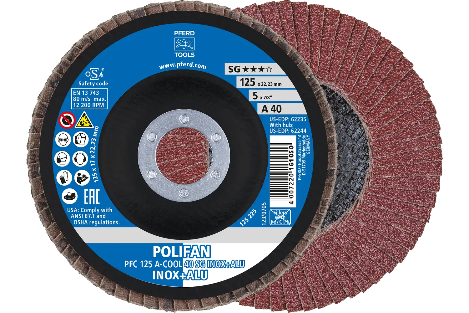 Disc lamelar frontal (POLIFAN) PFC 125 A-COOL 40 SG INOX+ALU