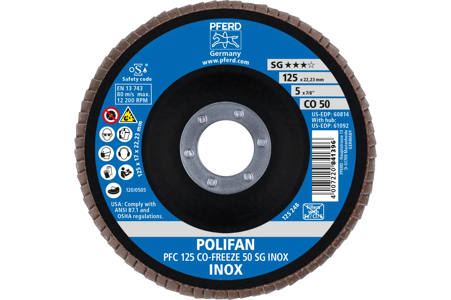 Disc lamelar frontal (POLIFAN) PFC 125 CO-FREEZE 50 SG INOX
