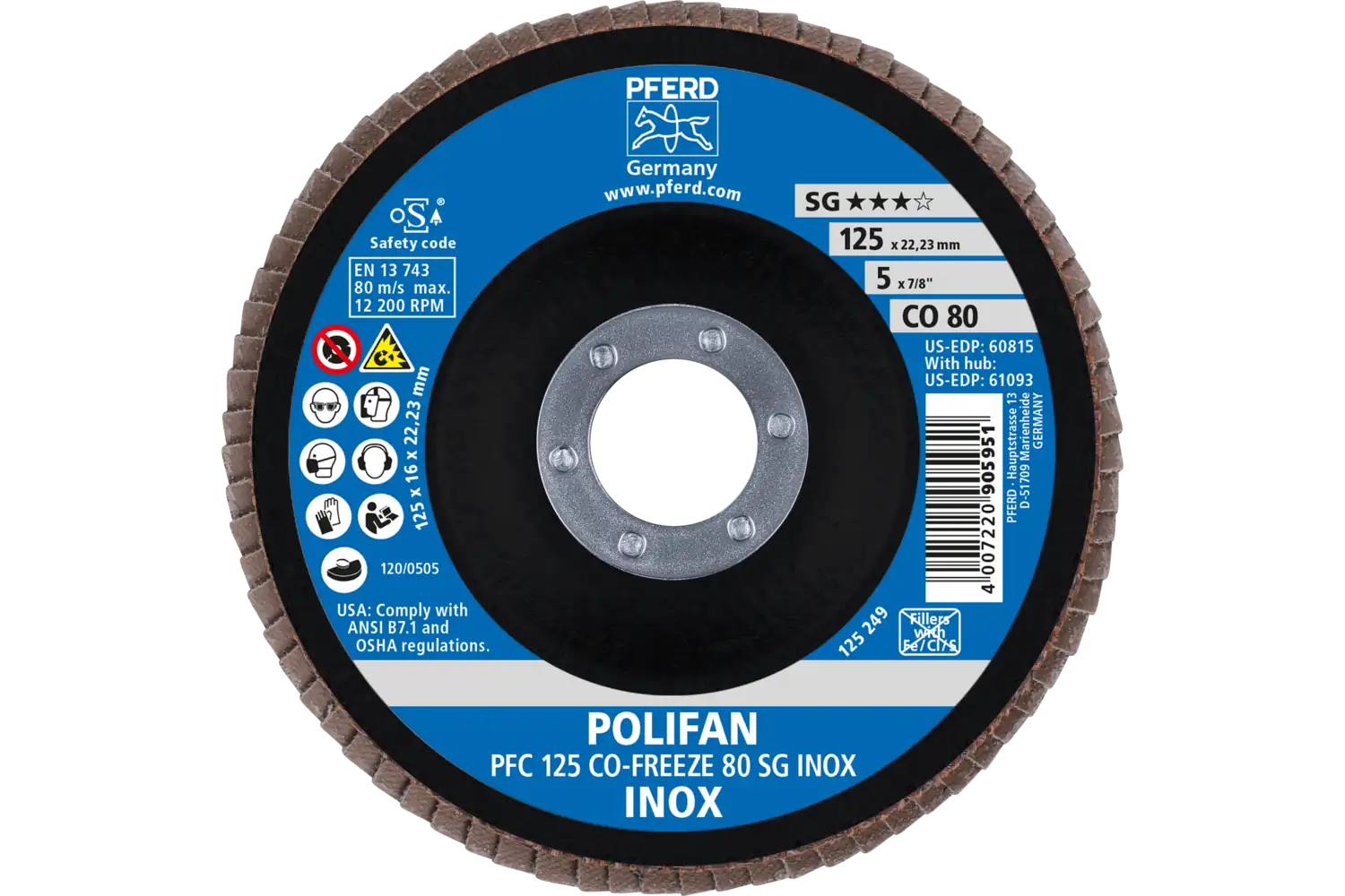 Disc lamelar frontal (POLIFAN) PFC 125 CO-FREEZE 80 SG INOX