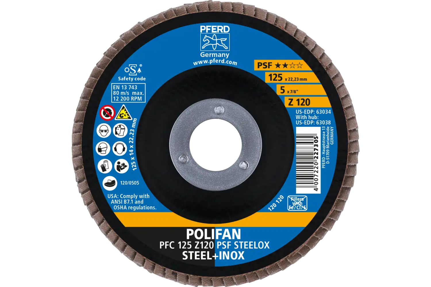 Disc lamelar frontal (POLIFAN) PFC 125 Z 120 PSF STEELOX