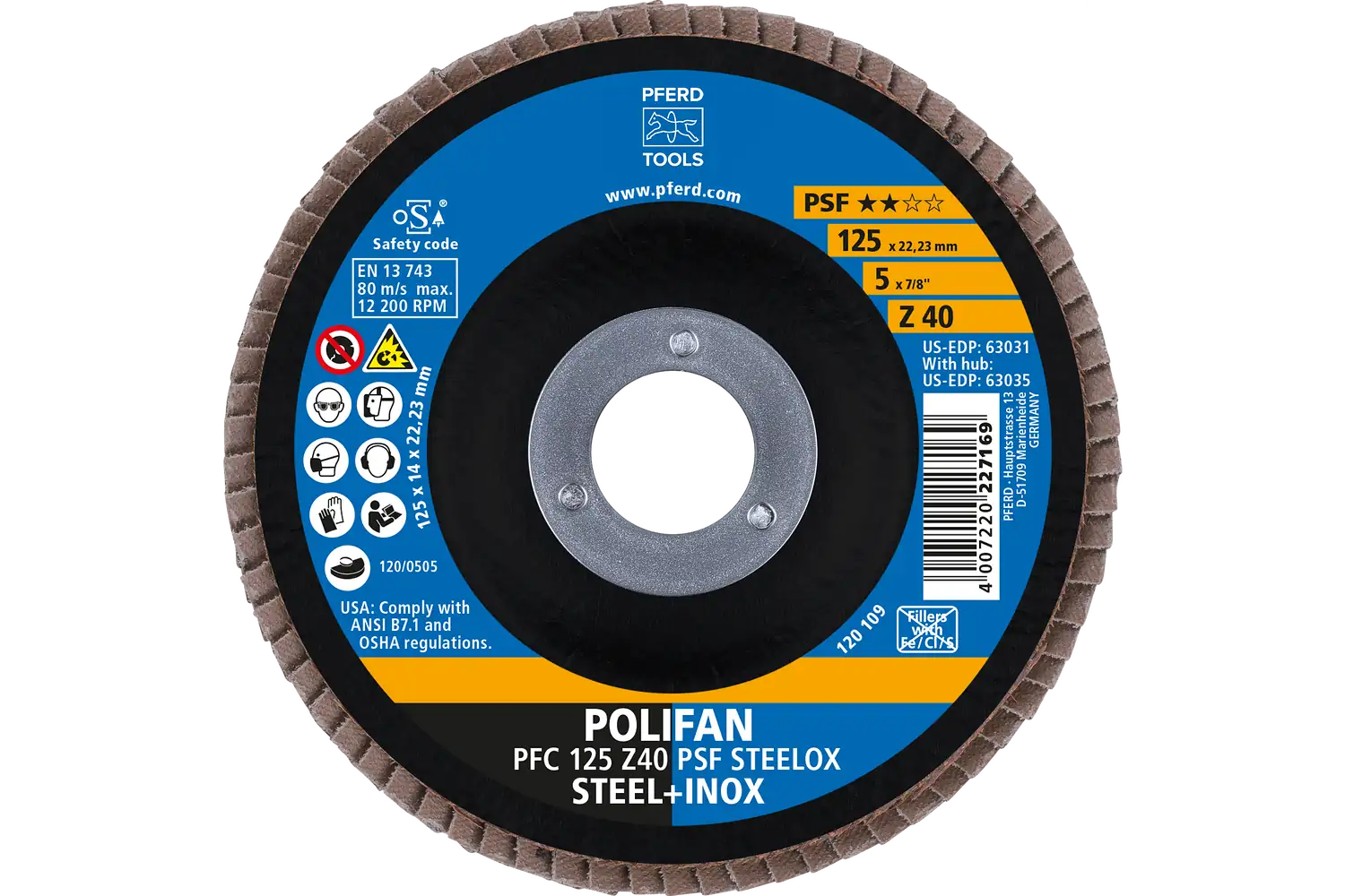 Disc lamelar frontal (POLIFAN) PFC 125 Z 40 PSF STEELOX