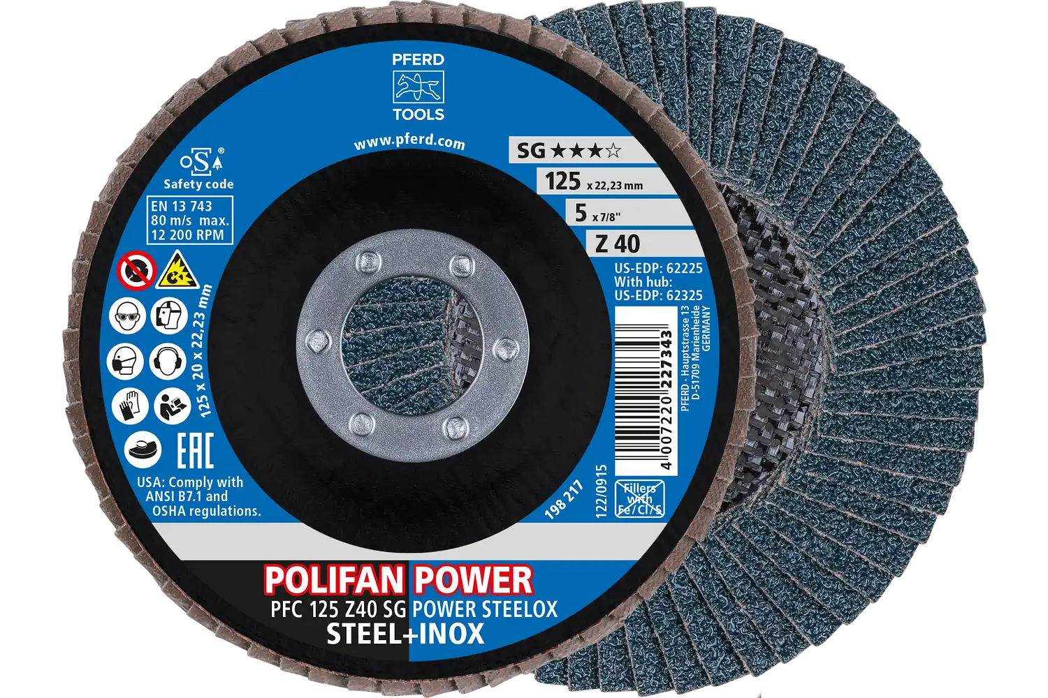 Disc lamelar frontal (POLIFAN) PFC 125 Z40 SG POWER STEELOX (2)