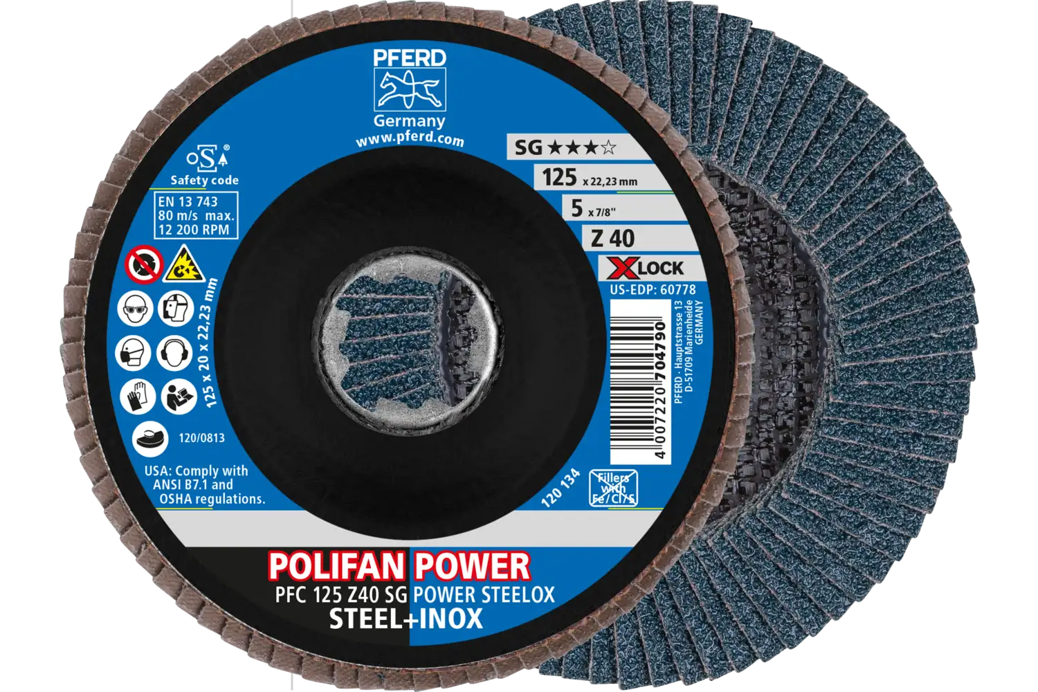 Disc lamelar frontal (POLIFAN) PFC 125 Z 40 SG POWER STEELOX/X-LOCK