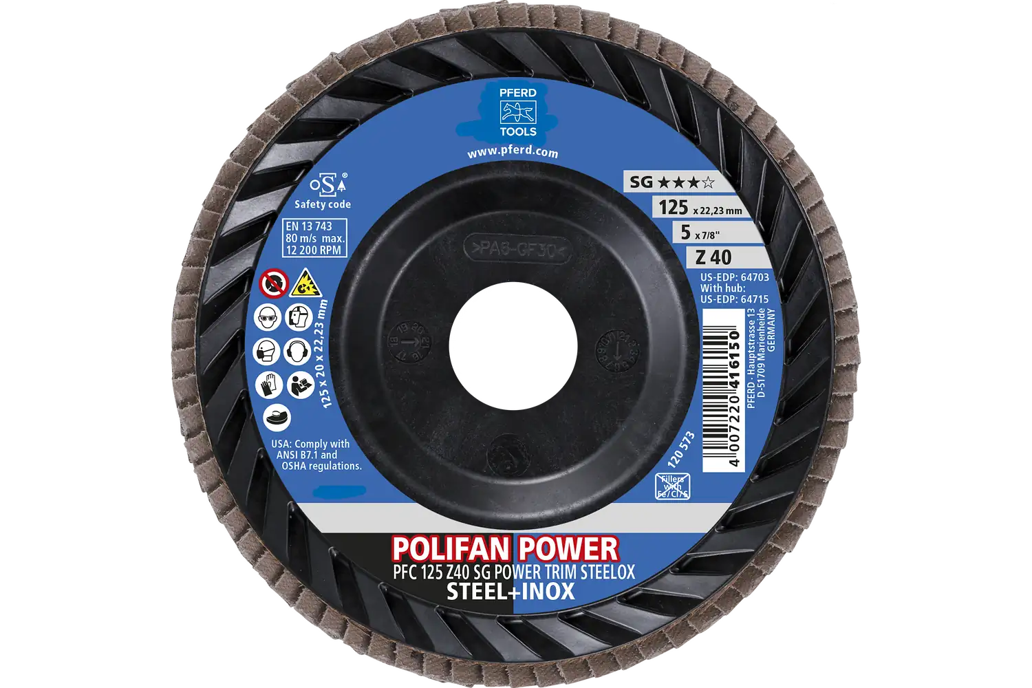 Disc lamelar frontal (POLIFAN) PFC 125 Z 40 SG POWER TRIM STEELOX