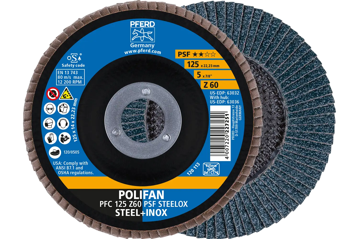 Disc lamelar frontal (POLIFAN) PFC 125 Z 60 PSF STEELOX