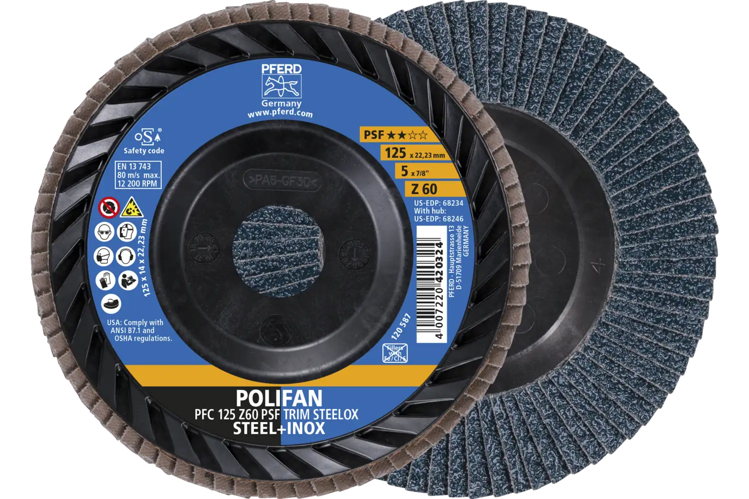 Disc lamelar frontal (POLIFAN) PFC 125 Z 60 PSF TRIM STEELOX