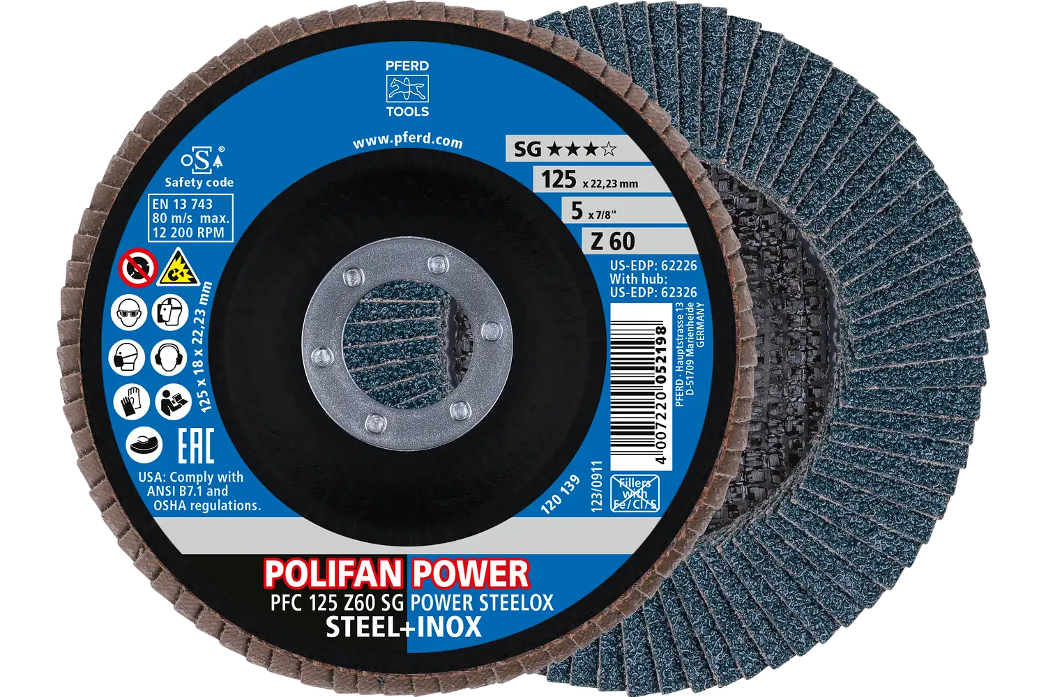 Disc lamelar frontal (POLIFAN) PFC 125 Z 60 SG POWER STEELOX