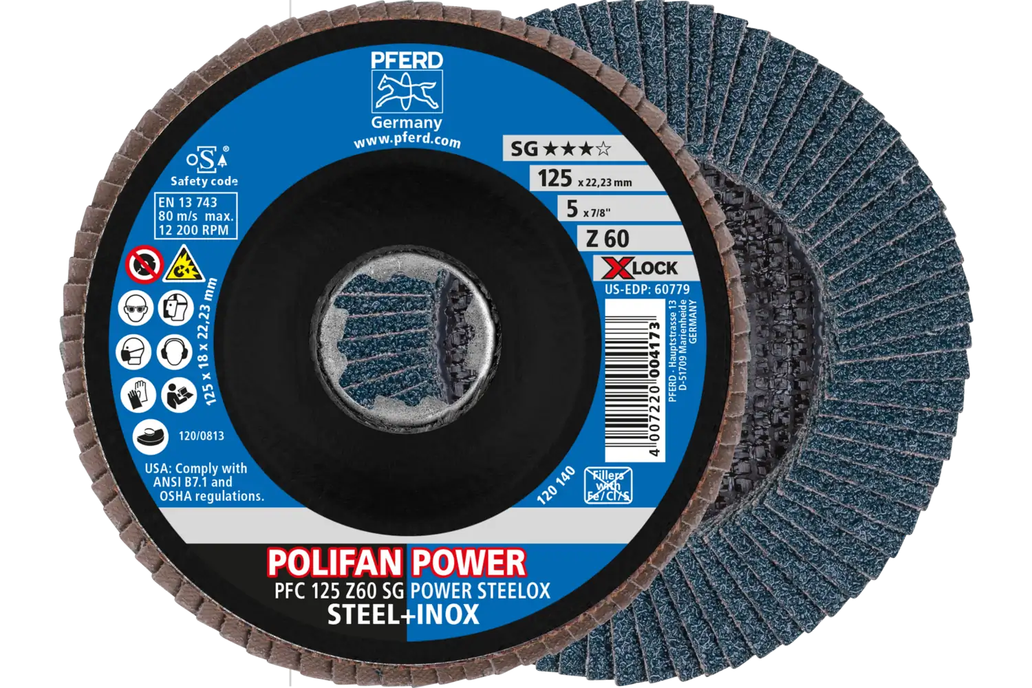 Disc lamelar frontal (POLIFAN) PFC 125 Z 60 SG POWER STEELOX/X-LOCK