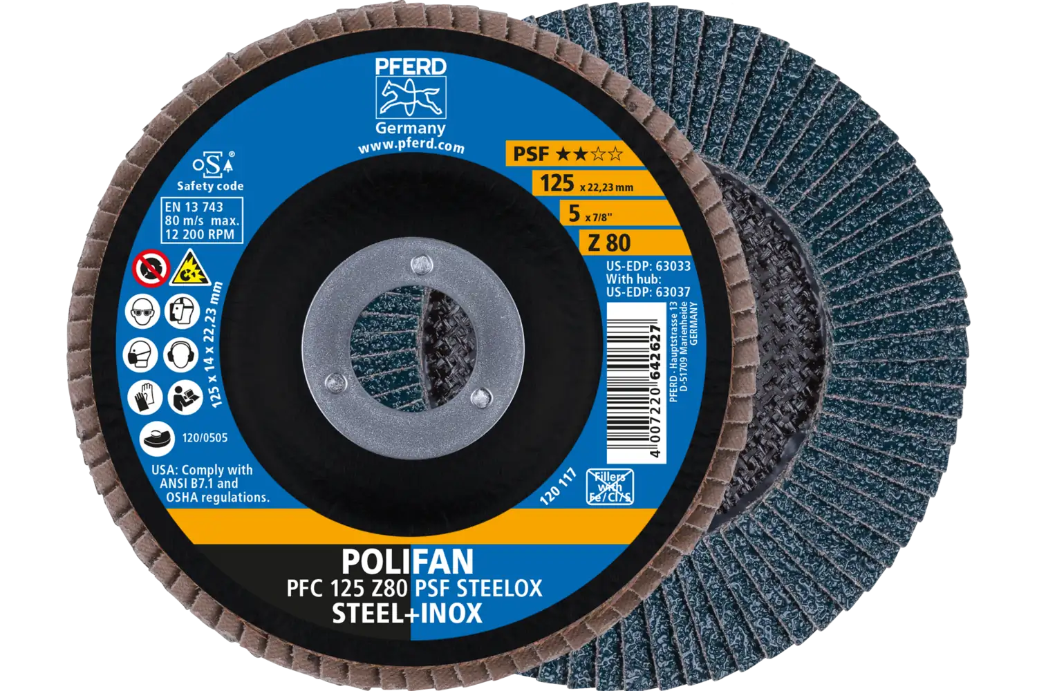 Disc lamelar frontal (POLIFAN) PFC 125 Z 80 PSF STEELOX