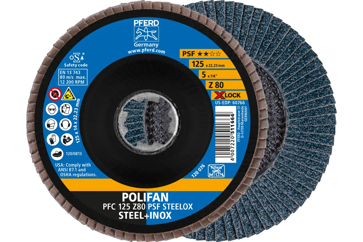 Disc lamelar frontal (POLIFAN) PFC 125 Z 80 PSF STEELOX/X-LOCK