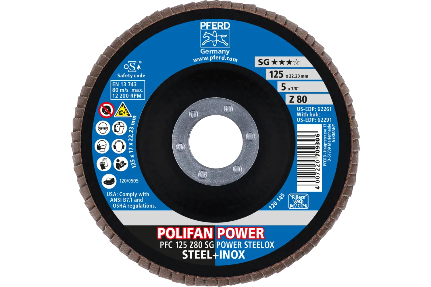 Disc lamelar frontal (POLIFAN) PFC 125 Z 80 SG POWER STEELOX