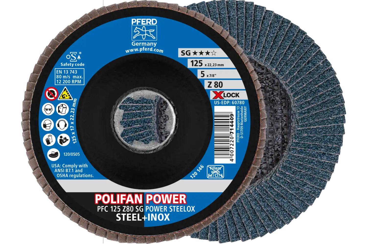 Disc lamelar frontal (POLIFAN) PFC 125 Z 80 SG POWER STEELOX/X-LOCK