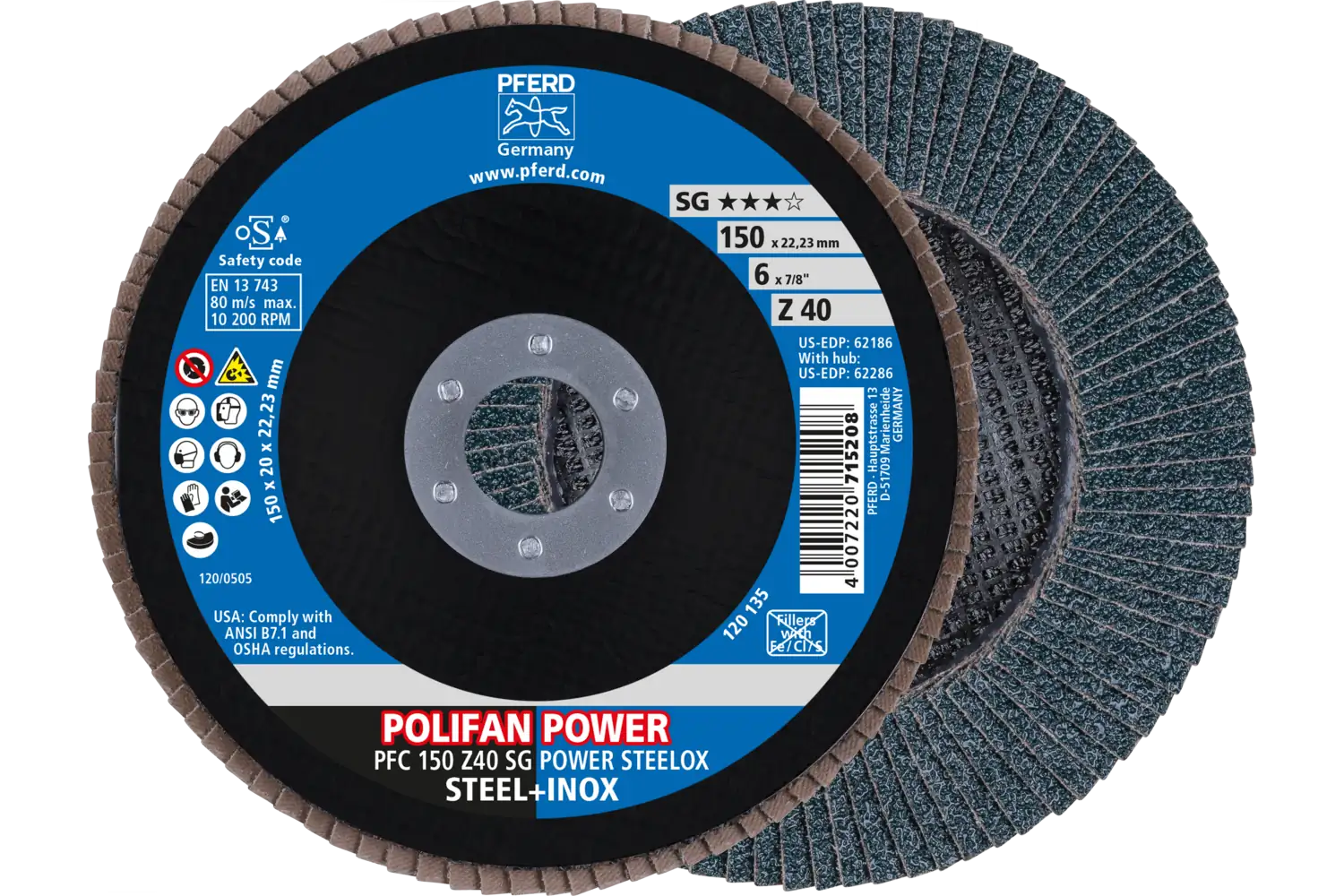 Disc lamelar frontal (POLIFAN) PFC 150 Z 40 SG POWER STEELOX