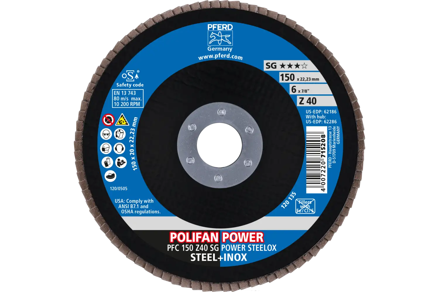 Disc lamelar frontal (POLIFAN) PFC 150 Z 40 SG POWER STEELOX