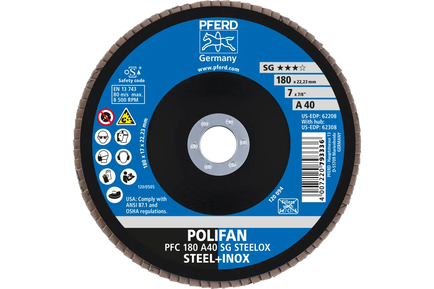 Disc lamelar frontal (POLIFAN) PFC 180 A 40 SG STEELOX