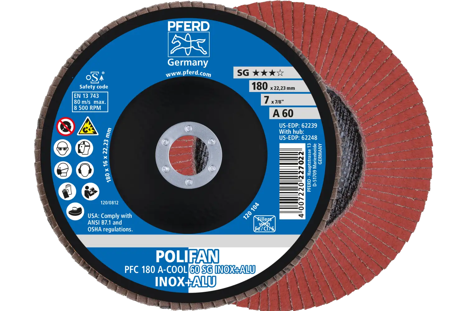 Disc lamelar frontal (POLIFAN) PFC 180 A-COOL 60 SG INOX+ALU