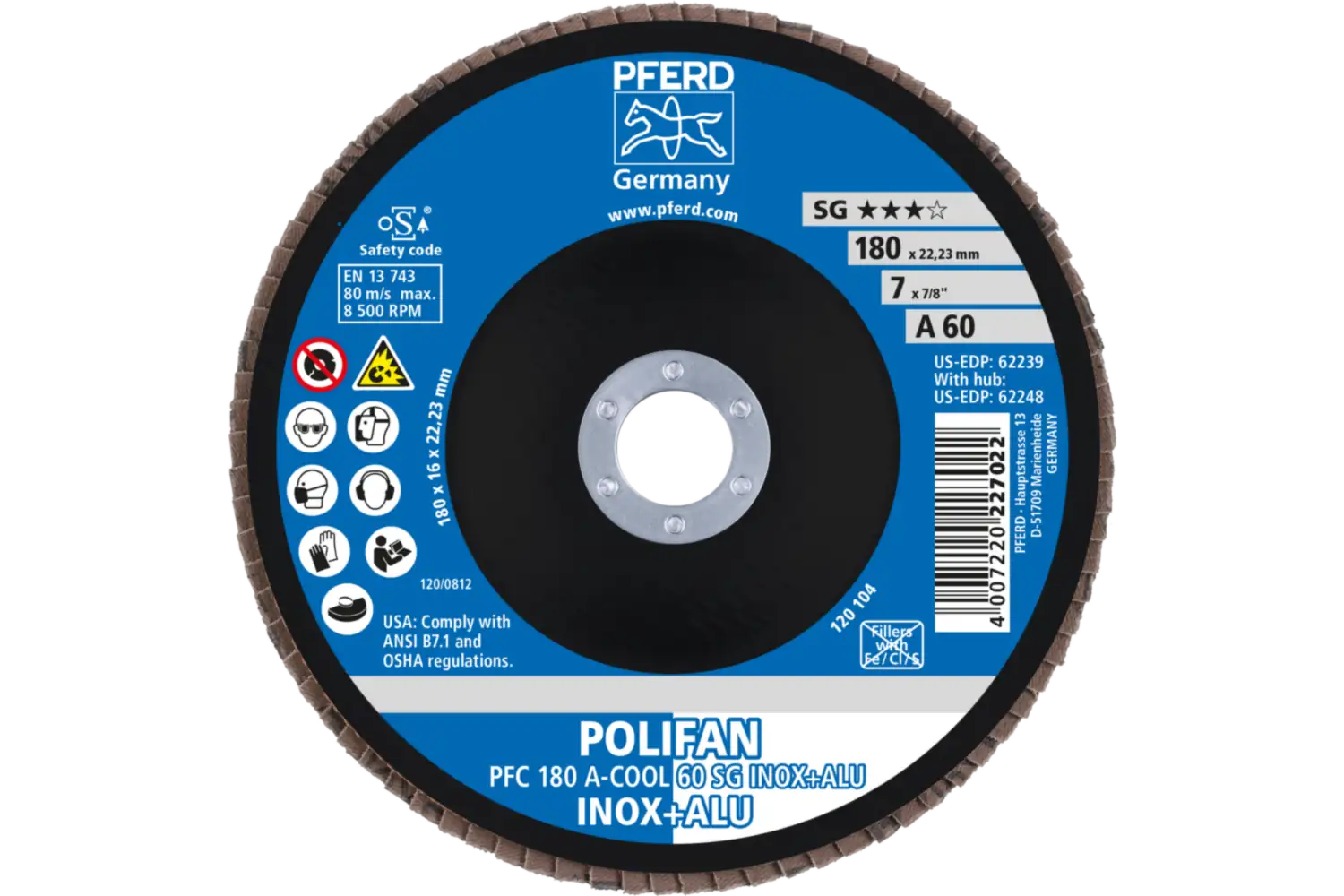 Disc lamelar frontal (POLIFAN) PFC 180 A-COOL 60 SG INOX+ALU