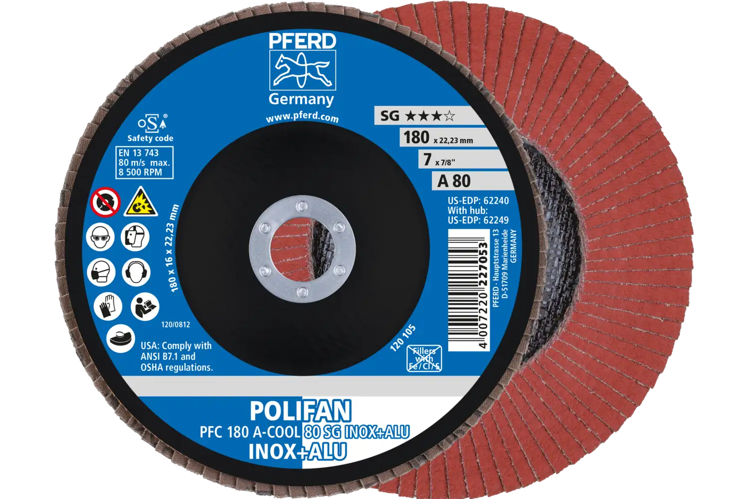 Disc lamelar frontal (POLIFAN) PFC 180 A-COOL 80 SG INOX+ALU