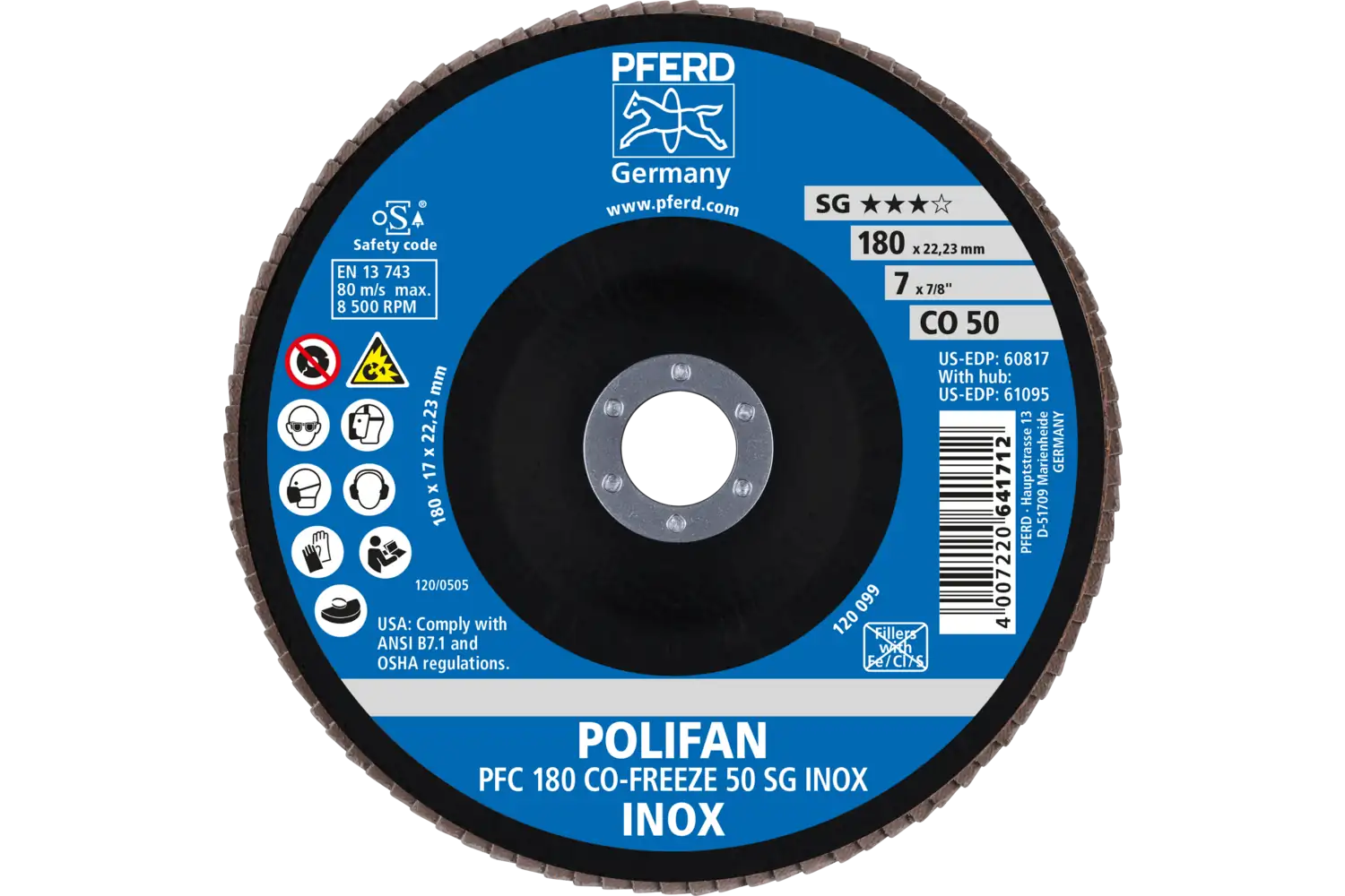 Disc lamelar frontal (POLIFAN) PFC 180 CO-FREEZE 50 SG INOX