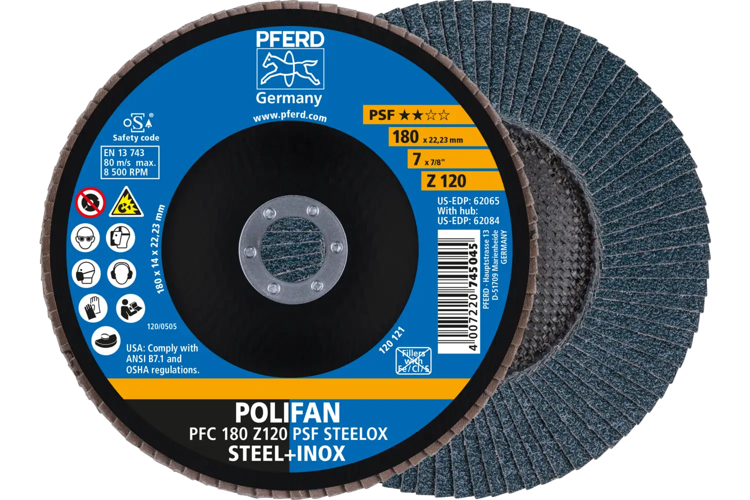 Disc lamelar frontal (POLIFAN) PFC 180 Z 120 PSF STEELOX
