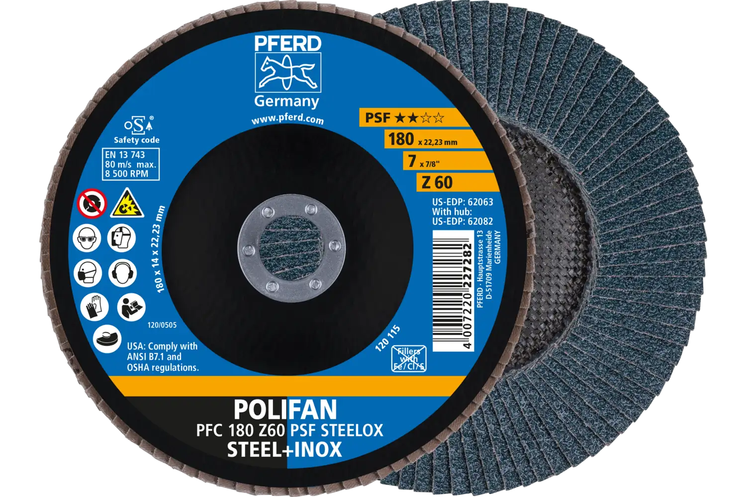 Disc lamelar frontal (POLIFAN) PFC 180 Z 60 PSF STEELOX