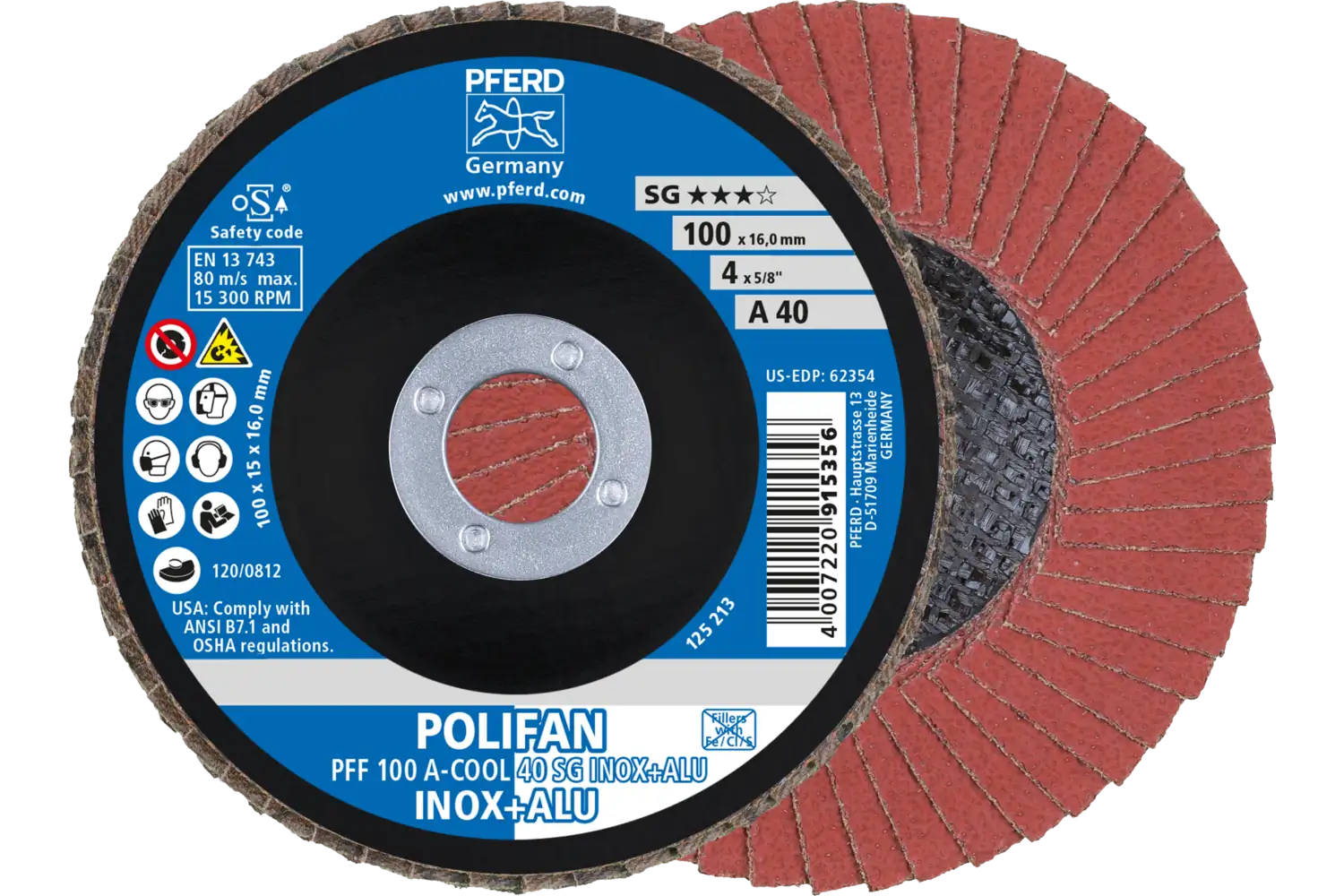 Disc lamelar frontal (POLIFAN) PFF 100 A-COOL 40 SG INOX+ALU/16,0