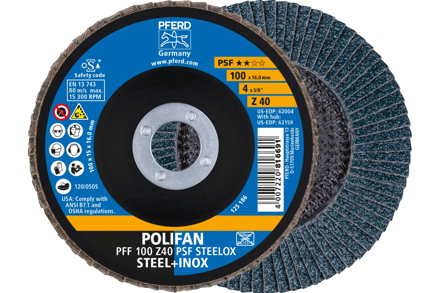 Disc lamelar frontal (POLIFAN) PFF 100 Z 40 PSF STEELOX/16,0