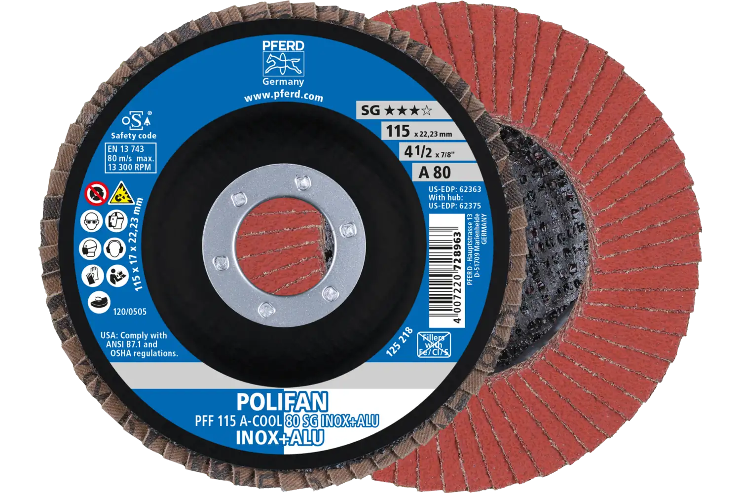 Disc lamelar frontal (POLIFAN) PFF 115 A-COOL 80 SG INOX+ALU