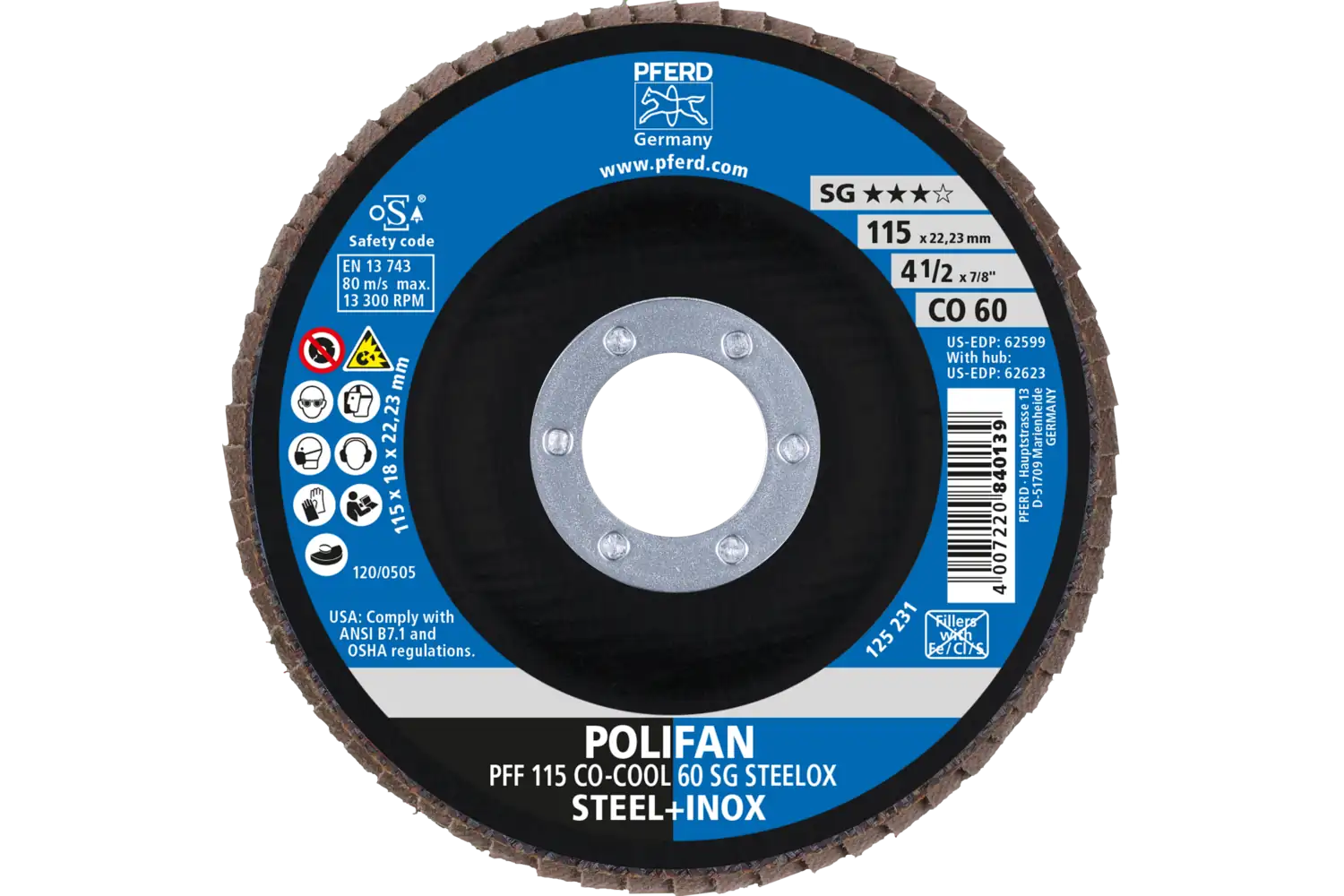 Disc lamelar frontal (POLIFAN) PFF 115 CO-COOL 60 SG STEELOX