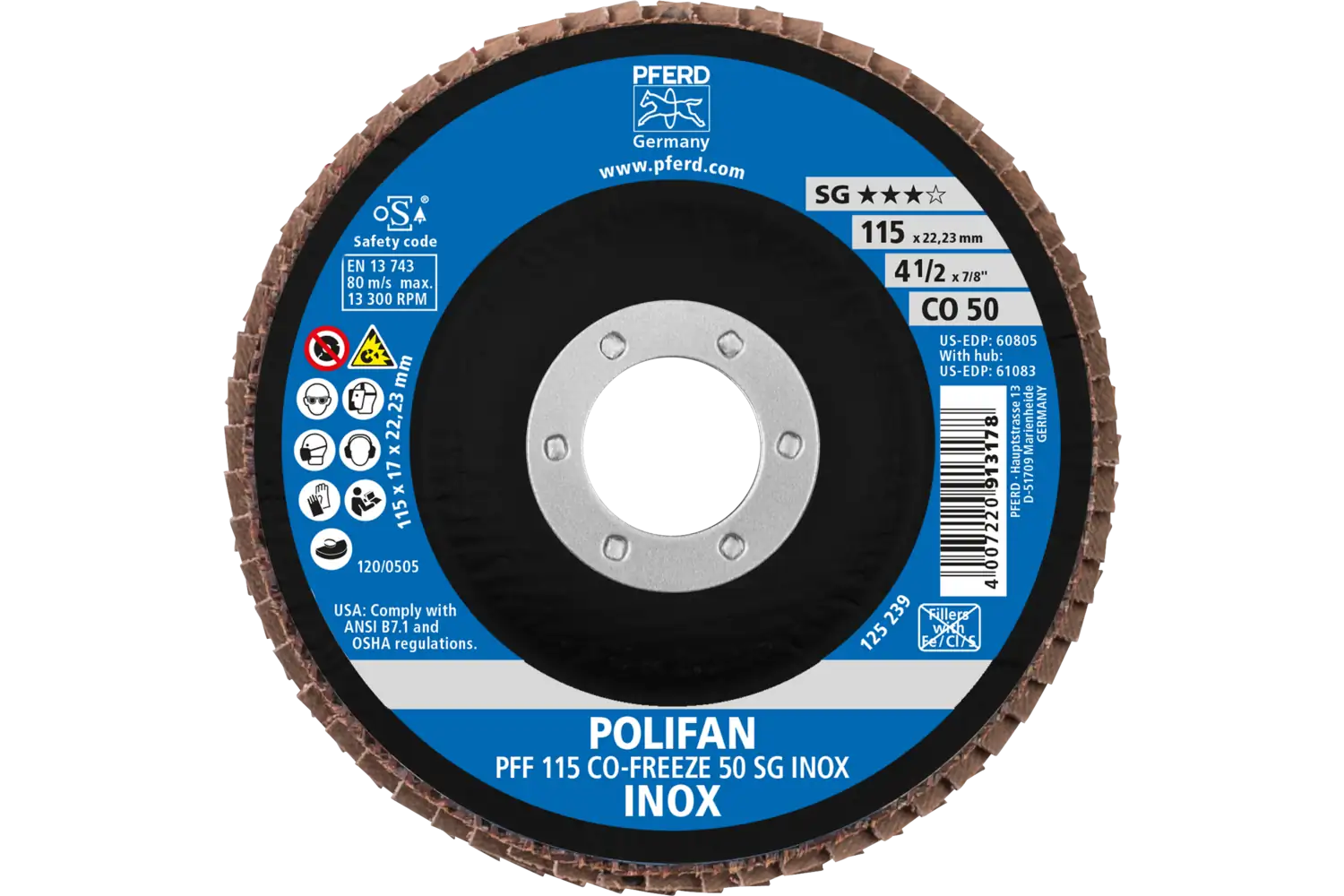 Disc lamelar frontal (POLIFAN) PFF 115 CO-FREEZE 50 SG INOX
