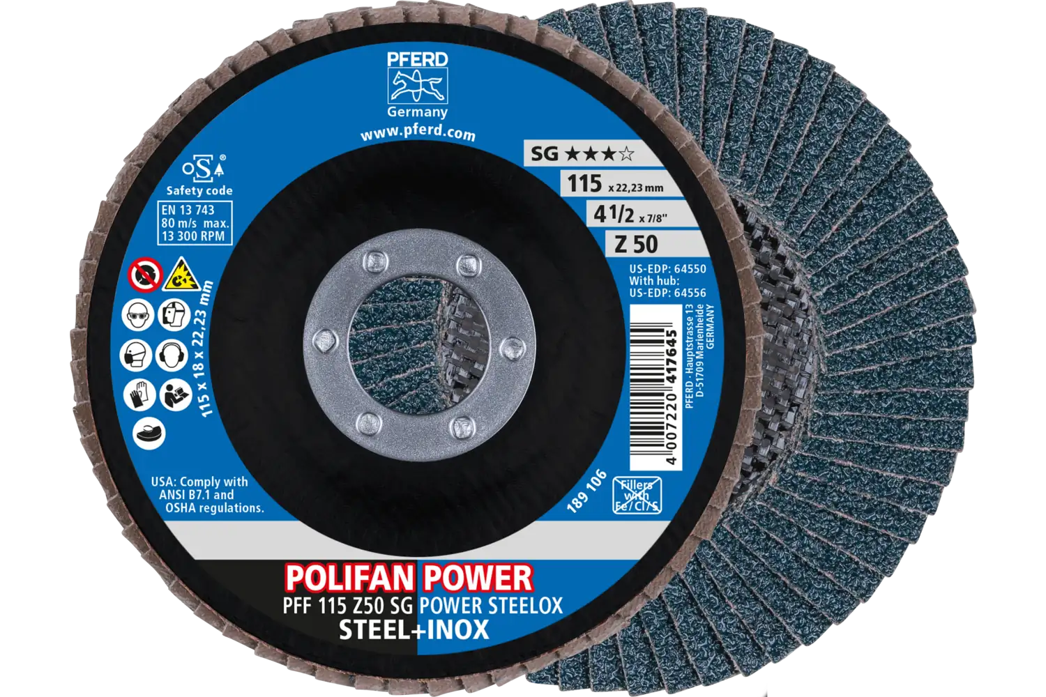 Disc lamelar frontal (POLIFAN) PFF 115 Z 50 SG POWER STEELOX