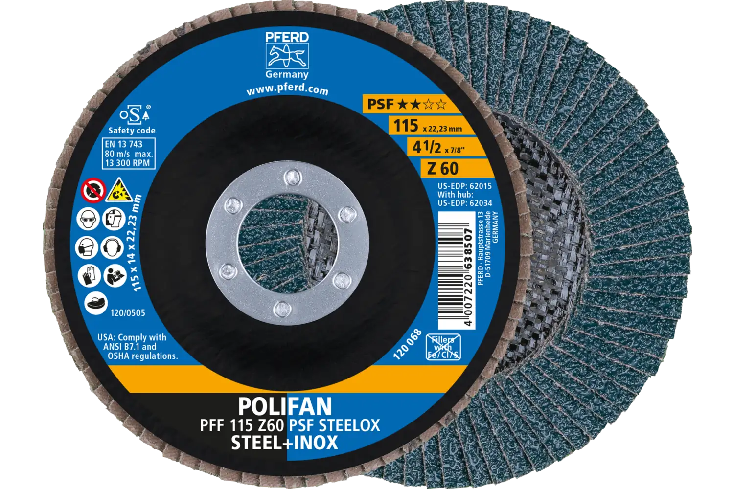 Disc lamelar frontal (POLIFAN) PFF 115 Z 60 PSF STEELOX