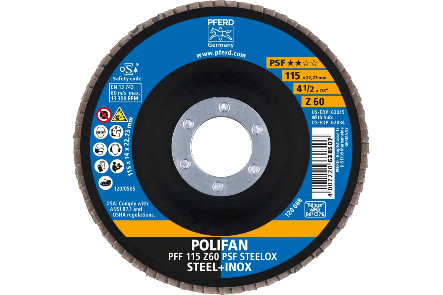 Disc lamelar frontal (POLIFAN) PFF 115 Z 60 PSF STEELOX