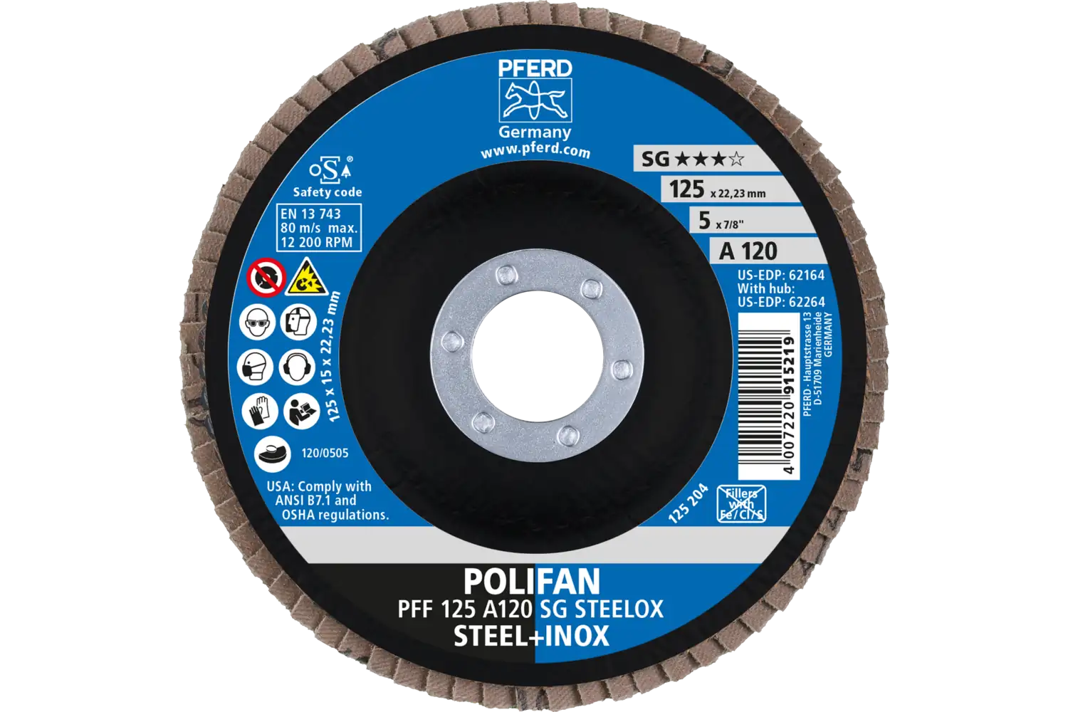 Disc lamelar frontal (POLIFAN) PFF 125 A 120 PSF STEELOX