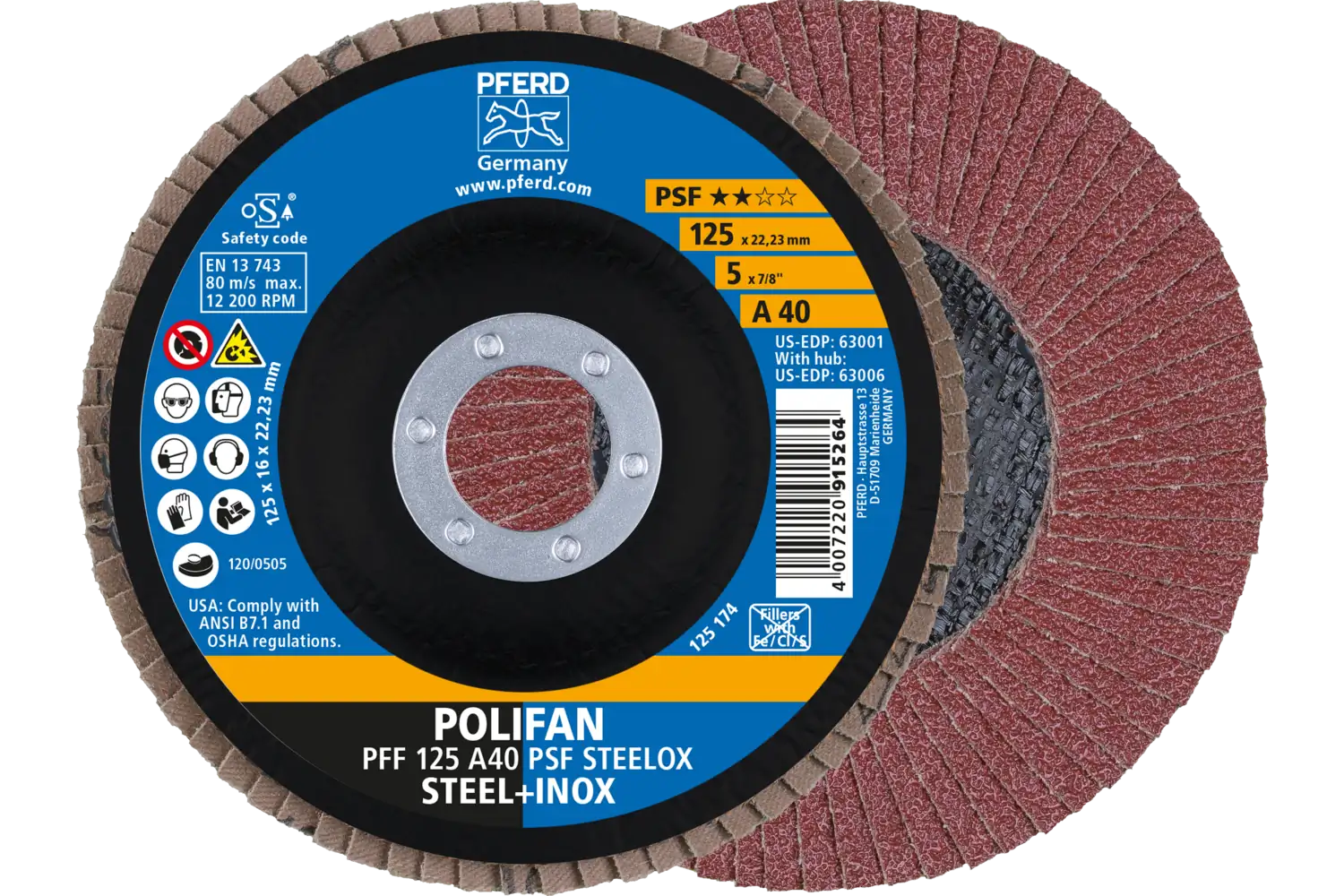 Disc lamelar frontal (POLIFAN) PFF 125 A 40 PSF STEELOX
