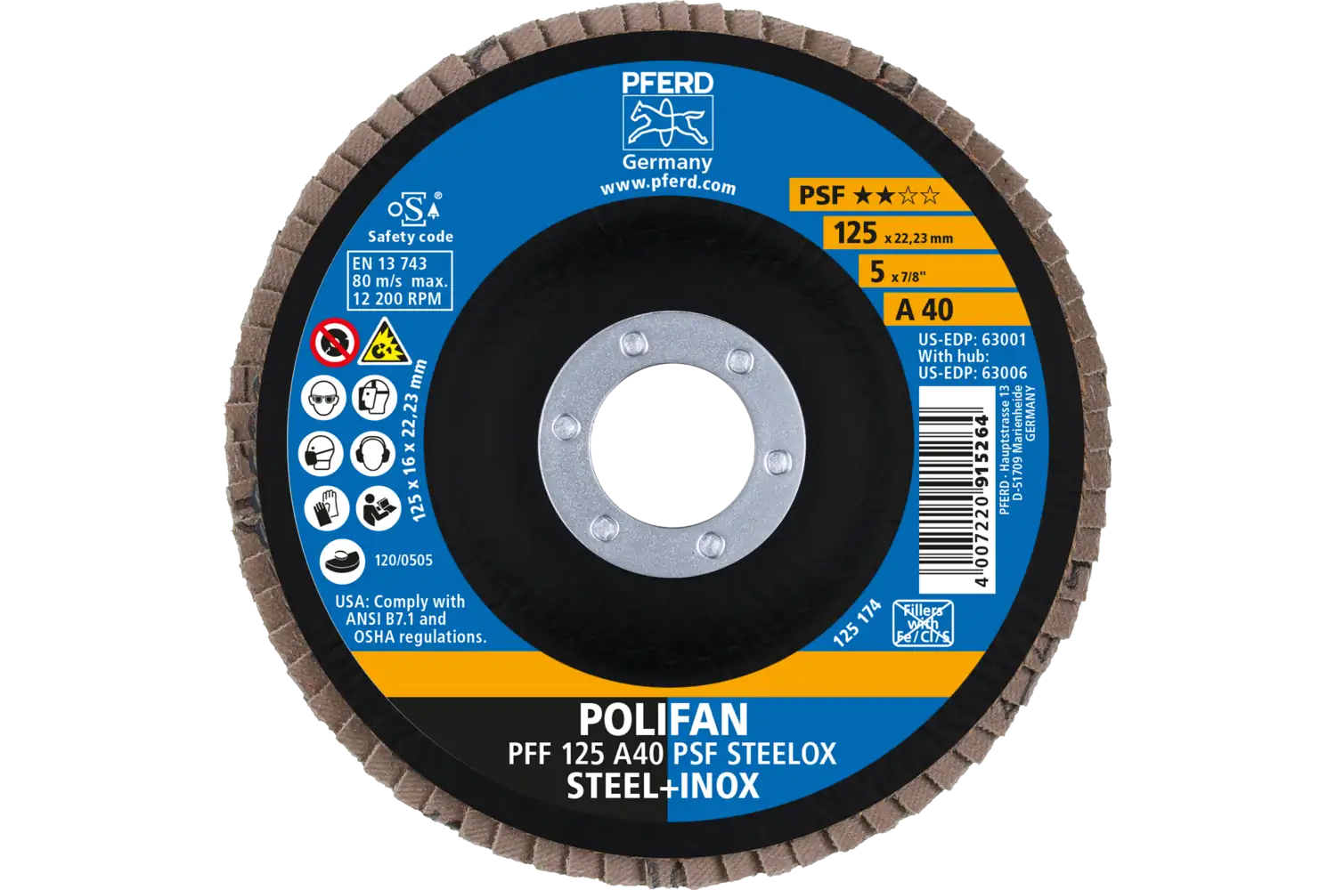 Disc lamelar frontal (POLIFAN) PFF 125 A 40 PSF STEELOX