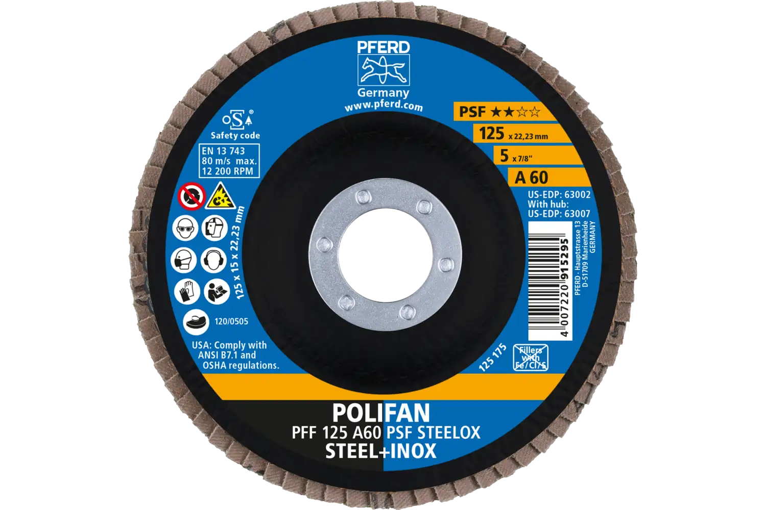 Disc lamelar frontal (POLIFAN) PFF 125 A 60 PSF STEELOX