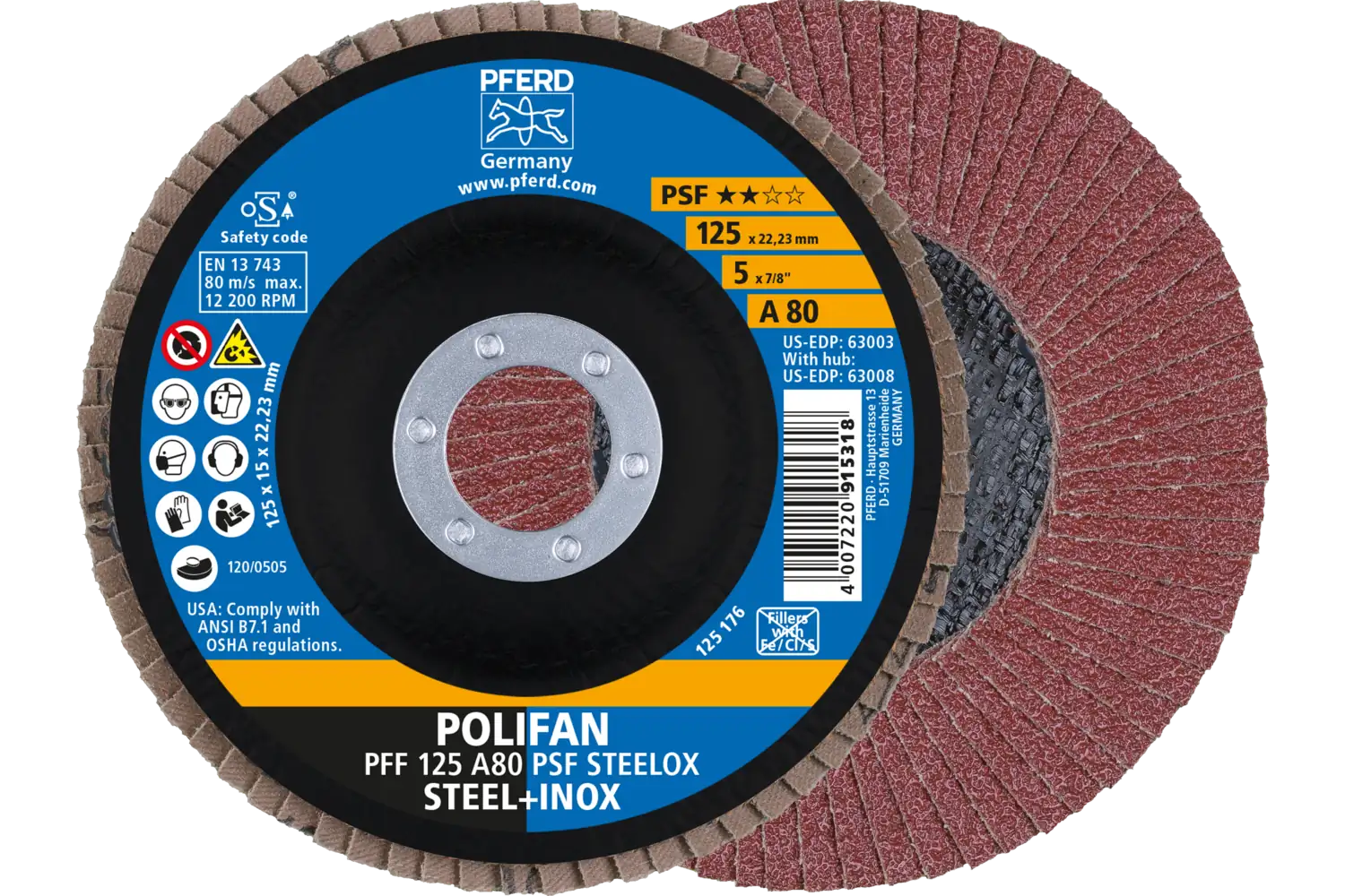 Disc lamelar frontal (POLIFAN) PFF 125 A 80 PSF STEELOX
