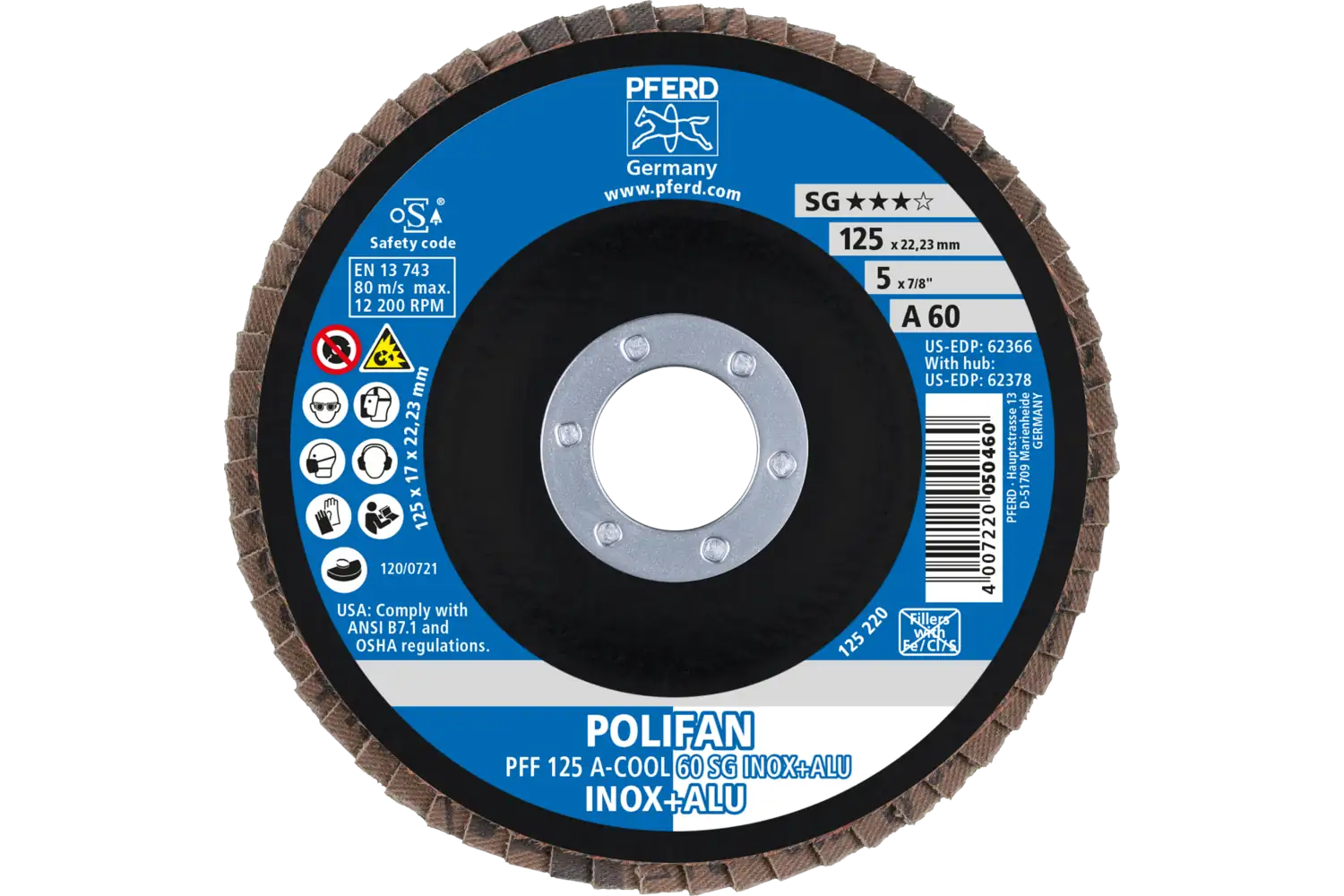 Disc lamelar frontal (POLIFAN) PFF 125 A-COOL 60 SG INOX+ALU